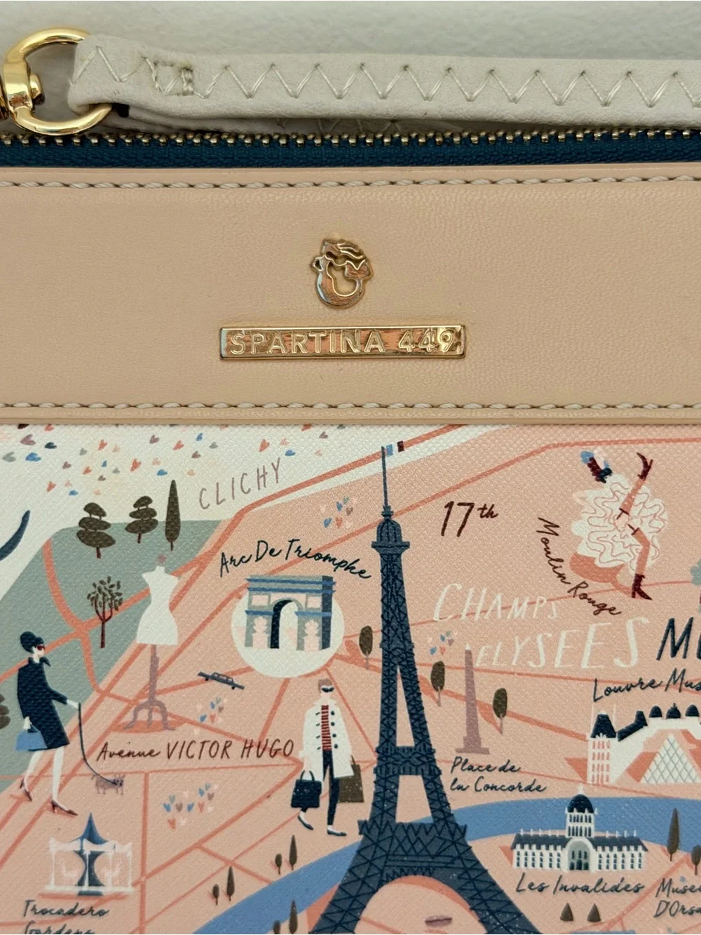 Spartina 449 City of Lights Paris Scout Wristlet Map Print  Clutch collectible